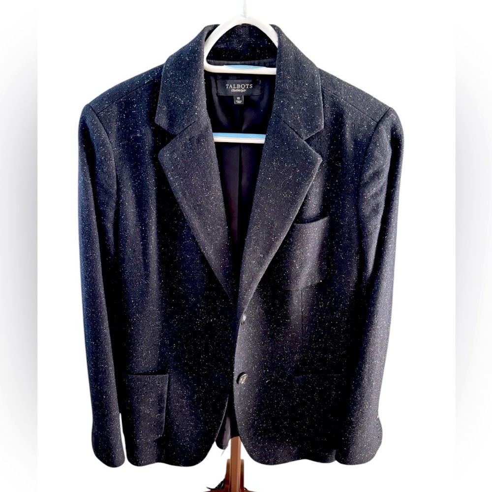 Talbots black speckled wool blazer